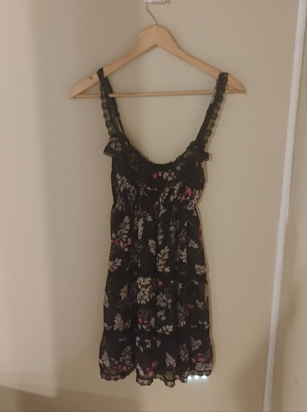 Vintage 2000s Victoria's Secret Angels Babydoll Floral Lace Accent Mini Dress